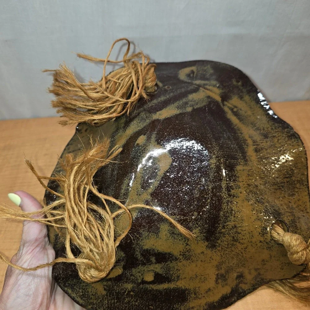 Bird Feeder Ceramic Rattan Brown Tan Hanging‎ Fruit Holder Earthy 9